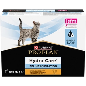 Supliment hidratare pentru pisici PURINA PRO PLAN Hydra Care, Adult, Pui, 10 x 75 g