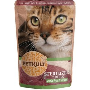 Hrana umeda pentru pisici PETKULT Sterilized, Adult, Rata, 10 x 100 g