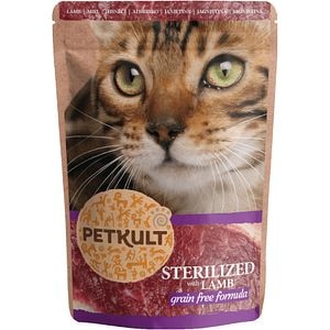 Hrana umeda pentru pisici PETKULT Sterilized, Adult, Miel, 10 x 100 g