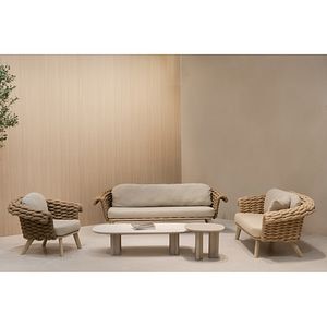 Canapea terasa LIVINTWIST Scroll 105, aluminiu, 230 x 90 x 79 cm, taupe