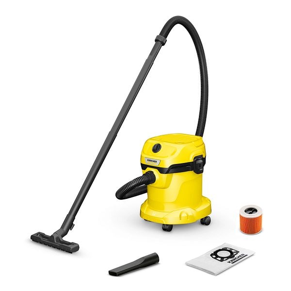 Aspirator multifunctional KARCHER WD2 V15, 15l, 1000W, 74dB, galben-negru