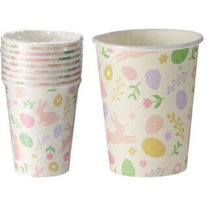 Set pahare unica folosinta tematica paste, 250 ml, carton, 8 bucati, multicolor