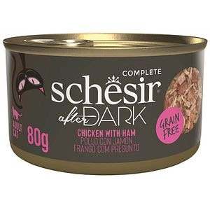 Hrana umeda pentru pisici SCHESIR After Dark, Adult, Pui si Sunca, 12 x 80 g