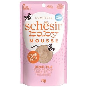Hrana umeda pentru pisici SCHESIR Baby Mousse, Junior, Somon, 12 x 70 g
