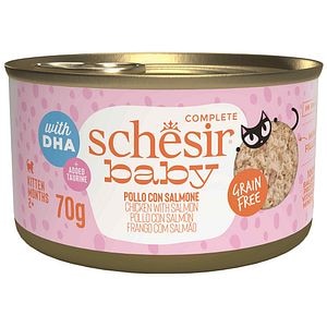 Hrana umeda pentru pisici SCHESIR, Junior, Pui si Somon, 12 x 70 g