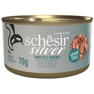Hrana umeda pentru pisici SCHESIR Silver, Senior, Ton, 12 x 70 g