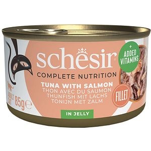 Hrana umeda pentru pisici SCHESIR, Adult, Ton si Somon in aspic, 85 g