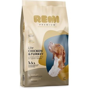 Hrana uscata pentru caini REMI PREMIUM Lite, Senior, Pui si Curcan, 3 kg