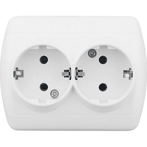 Priza Schuko dubla 16A 250V, alba  • Bodner
