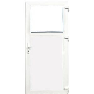 Usa termopan PVC interior/exterior, batanta, cu geam, 4 C, 1/3, alb, dreapta, simpla deschidere, 78 x 205 cm • Extruplast