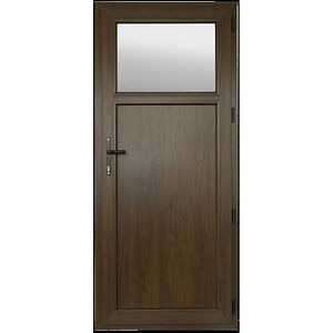 Usa termopan PVC interior/exterior, batanta, cu geam, 6 C, maro, dreapta, simpla deschidere, 88 x 205 cm • Extruplast