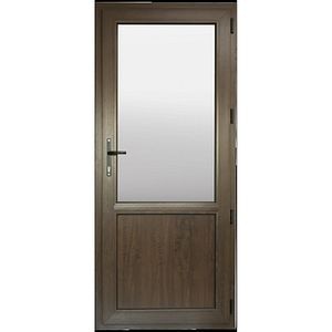 Usa termopan PVC interior/exterior, batanta, cu geam, 6 C, maro, dreapta, simpla deschidere, 88 x 205 cm • Extruplast