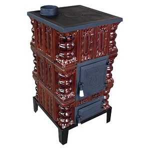 Soba din teracota, 3 randuri, maro, 5 kW, 180 kg, 46 x 46 x 85 cm