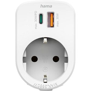 Adaptor priza HAMA 223343, 30W, USB-C/A, alb