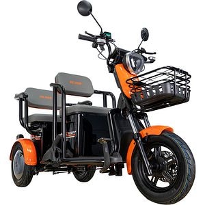 Triciclu electric RURIS Cargo Pilot 3020N, 2000W, Viteza 25 Km/h, Autonomie max 50 Km, negru-portocaliu