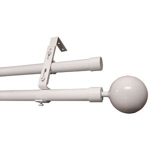 Set galerie dubla cu bila, alb, aluminiu, 150 cm x 16 mm • Ridorail