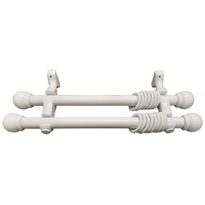 Set galerie dubla, alb, lemn, 250 cm x 28 mm  Ridorail