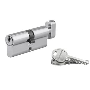 Cilindru aluminiu de dimensiuni reduse, 3 chei, 34 x 34 mm, cu buton