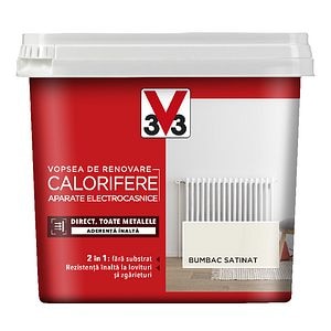 Vopsea decorativa radiator/aparate electrocasnice, interior, bumbac, satin, 750 ml • V33