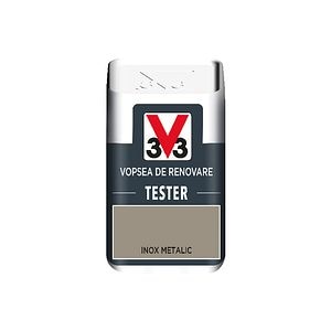 Tester vopsea culoare pentru renovare, V33, metalic, 50 ml, culoare otel inoxidabil