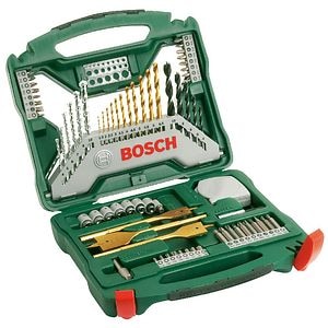 Set mixt 70 accesorii, burghie, capete de surubelnita, capete tubulare, 254 x 235 x 65 • Bosch