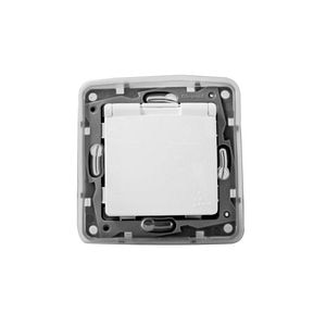 Priza cu capac LEGRAND Niloe 397853, montaj incastrat, 2P+T, 16A, alb