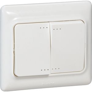 Intrerupator dublu, cu LED, alb IP 54 • Legrand Kaptika