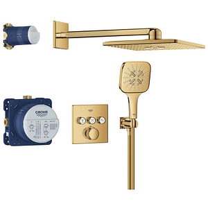 Sistem dus GROHE Grohtherm SmartControl 310 Cube 34864GL0, incastrat, termostat, 3 functii, auriu