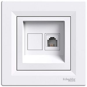 Priza telefon Schneider Asfora, RJ11, plastic, alb