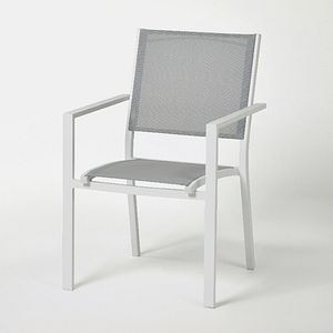 Scaun de gradina GOODHOME Barbana, 86 x 56 x 59 cm, sarcina max 100 kg, aluminiu si panza, gri