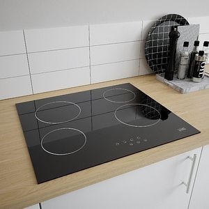 Plita ceramica, 4 arzatoare, sticla, negru  Cooke & Lewis