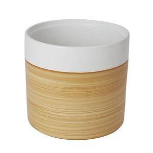 Ghiveci din argila, alb, forma rotunda, efect de lemn, 27.8 cm diametru • GoodHome