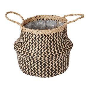 Cos pentru ghiveci din iarba de mare, negru, forma rotunda, 25 cm diametru • GoodHome