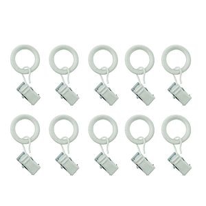 Inele pentru bara perdea GOODHOME Anafi, pentru bara 1.6-1.9 cm, metal si plastic, alb mat, 10 buc