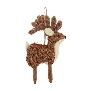 Decoratiune Ren rustic pentru brad Craciun, lemn, maro