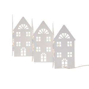 Decoratiune casuta pliabila metalica LED, iluminat alb cald