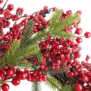 Coronita festiva cu fructe, 50 cm, polietilena, verde/rosu