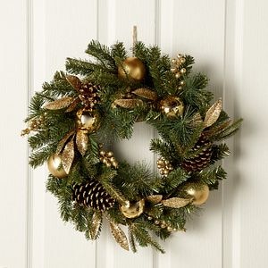 Coronita decorativa, 50 cm, verde-auriu