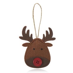 Decoratiune Ren pentru brad Craciun, textil, maro