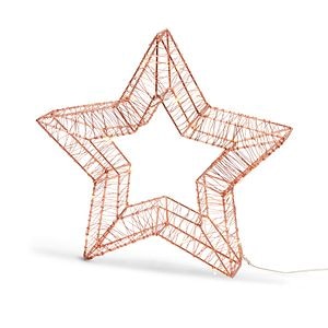 Decoratiune Stea Luminoasa, 36 x 34 cm, metal, auriu, lumina alb cald