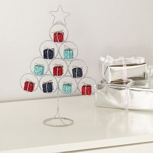 Decoratiune Brad Craciun pentru masa, argintiu