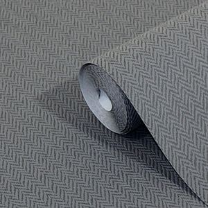 Tapet netesut, 0.53 x 10.05 m, gri închis • GoodHome, Cernon