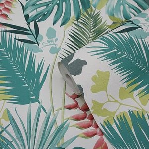 Tapet netesut, 0.53 x 10 m, verde, mat, floral