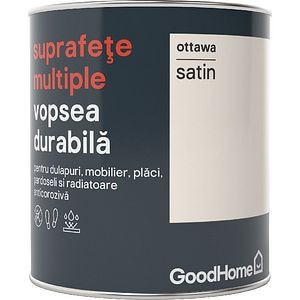 Vopsea decorativa suprafete multiple, interior, alb, satin, 750 ml • GoodHome