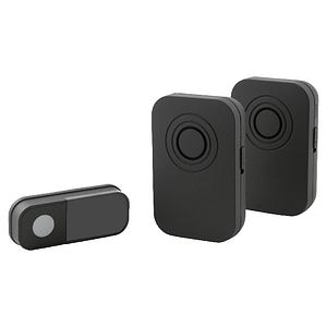 Set wireless 2 sonerii si 1 buton LIAM 3V IP44 negru, BLYSS