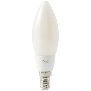 Bec LED, E14, 60W, 2700K, sticla, model lumanare, alb • Diall