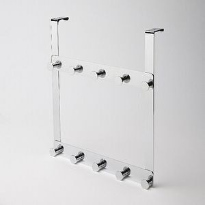 Suport agatatori pentru usa GOODHOME Koros, 38 x 32.4 x 4.6 cm, otel, crom, 10 carlige