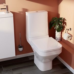 Set WC si rezervor, patrat, alb, portelan, diametru 10, 2 cm, 3/6 L • GoodHome