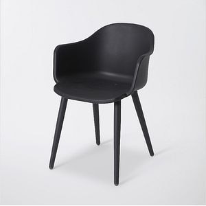 Scaun de gradina GOODHOME Annecy, 77.1 x 56 x 53.3 cm, sarcina maxima 110 kg, plastic, negru