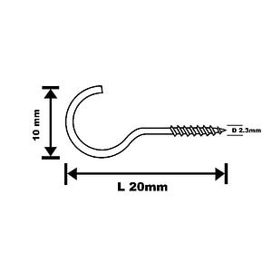 Carlig filetat tip C Diall, otel placat cu zinc, 4 bucati, 25 x 15 mm 